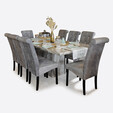 Dining - 2.0M Rectangle Marble Dining Table Set MT-87-GG+DC-863